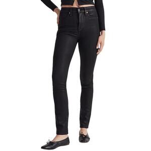 Madewell jeans stovepipe high rise straight coated black size W 26